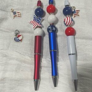 3 Patriotic Themed Pens - Red, Blue, and White